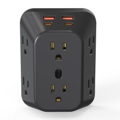 6-Outlet Wall Outlet Extender with 4 USB Ports